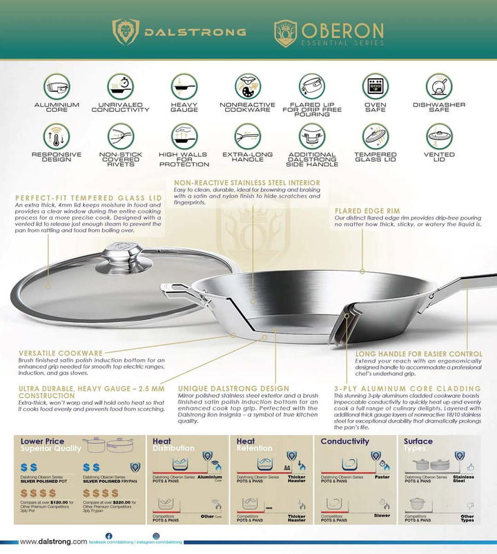 12" Frying Pan & Skillet | Silver | Oberon Series | Dalstrong ©