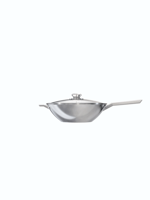 Dalstrong oberon series 12 inch frying pan wok silver in all angles.