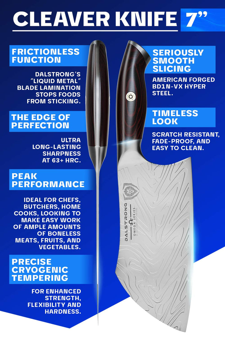 Dalstrong omega series 7 inch cleaver knife specification.