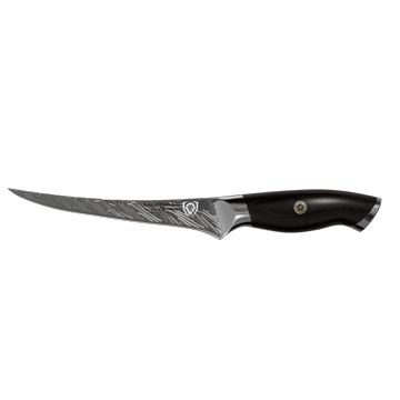 Dalstrong omega series curved boning knife in all angles.