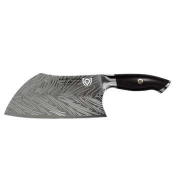Dalstrong omega series 7 inch cleaver knife with Midnight black with subtle dark red colorings in all angles.