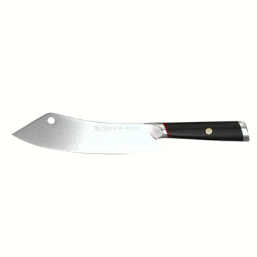 Dalstrong phantom series 8 inch crixus cleaver knife with pakka wood handle in all angles.