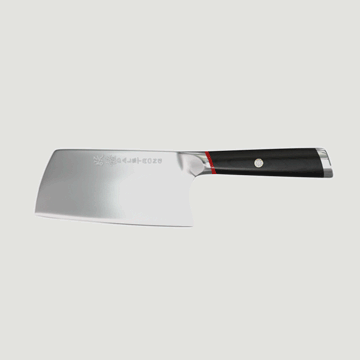 Dalstrong phantom series 7 inch cleaver knife with pakka wood handle in all angles.