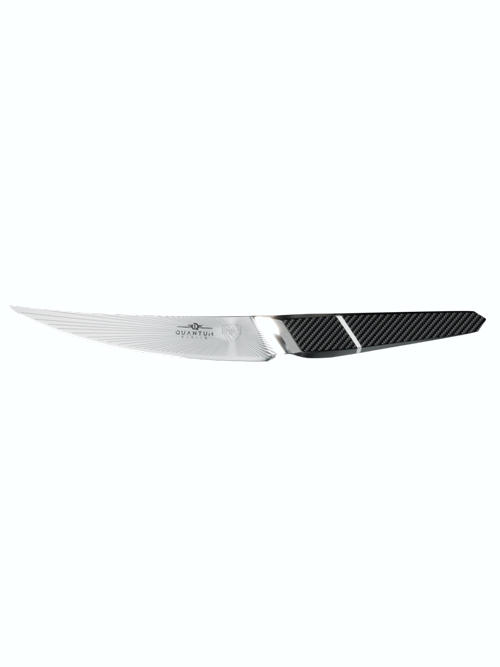 Dalstrong quantum 1 series 6.5 inch curved boning knife with dragon skin handle in all angles.