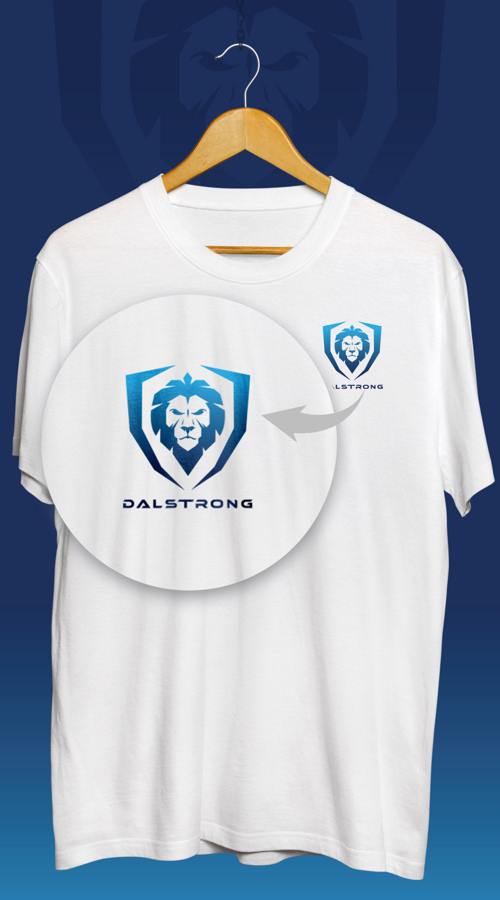 Dalstrong ruler of them all tee white front design with logo and dalstrong name.
