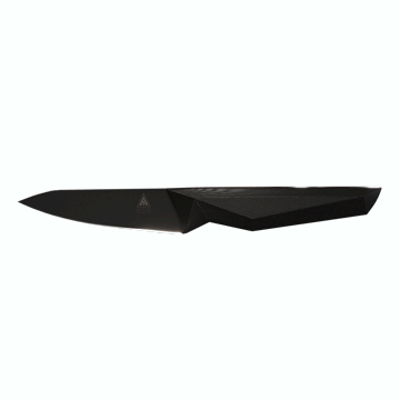 Dalstrong shadow black series 4 inch paring knife in all angles.