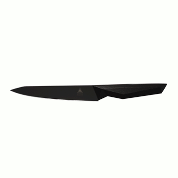 Dalstrong shadow black series 5.5 inch utility knife in all angles.
