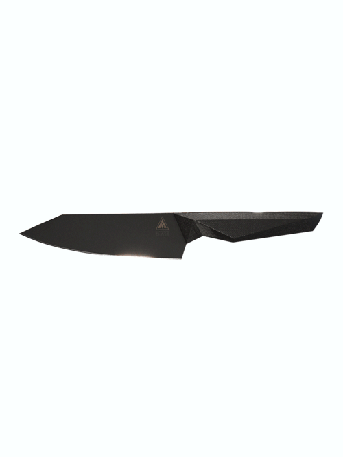 Dalstrong shawdow black series 6 inch chef knife in all angles.