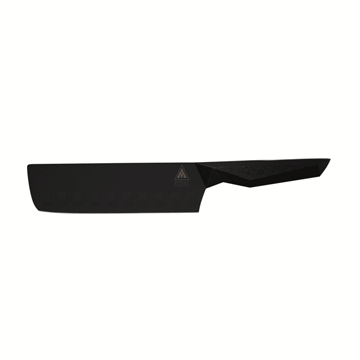 Dalstrong shadow black series 7 inch nakiri knife in all angles.