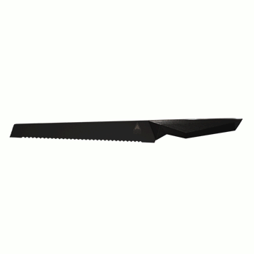 Dalstrong shadow black series 9 inch bread knife in all angles.