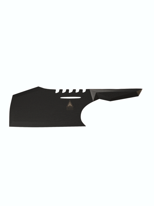 Dalstrong shadow black series 9 inch obliterator cleaver knife in all angles.