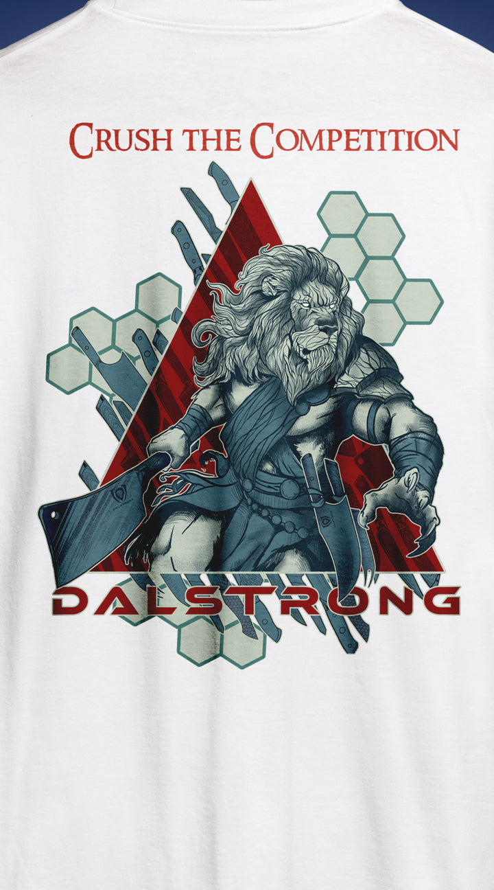 Dalstrong lionheart tee white back design.