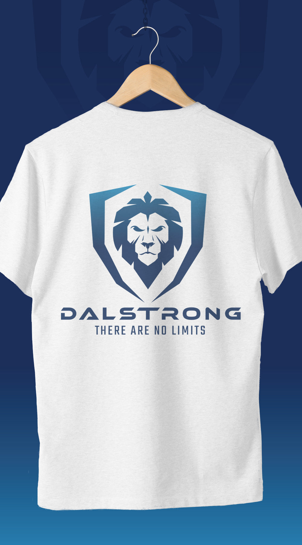 Dalstrong no limits youth dalstrong basic tee white back design with name and logo.