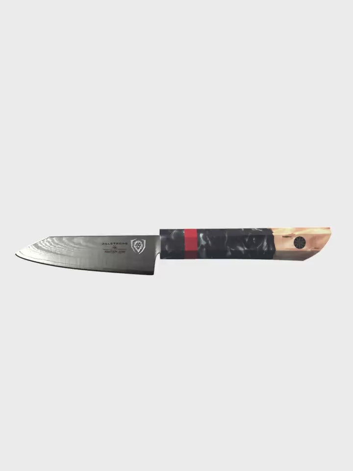 Dalstrong firestorm alpha series 3.75 inch paring knife in all angles.