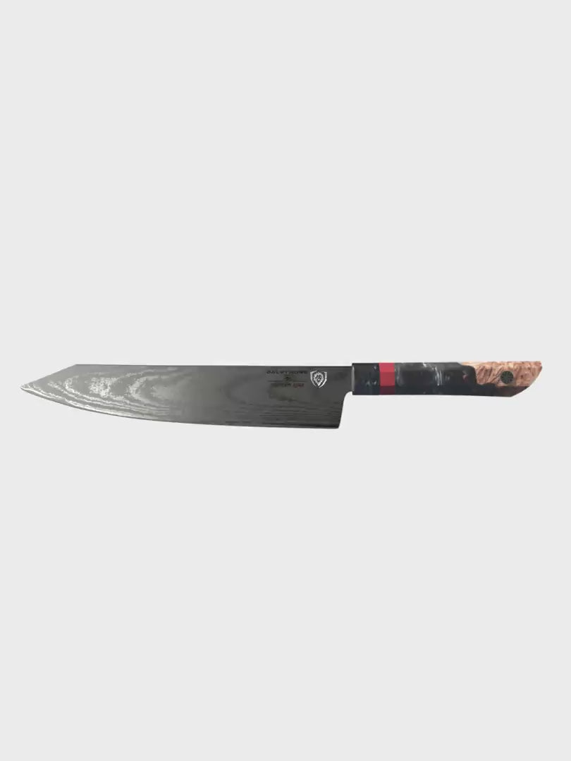 Dalstrong firestorm alpha series 9.5 inch chef knife in all angles.